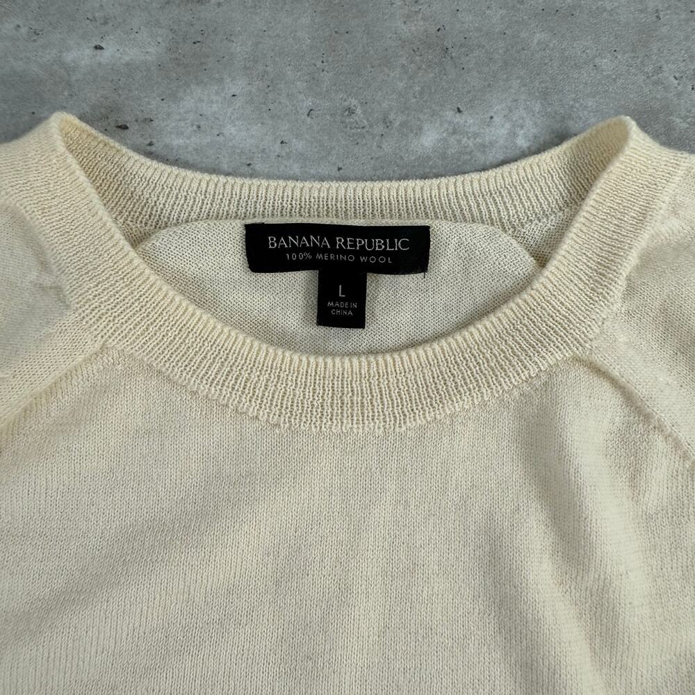 Banana republic 100% merino wool beige sweater womens size large - Picture 3 of 6